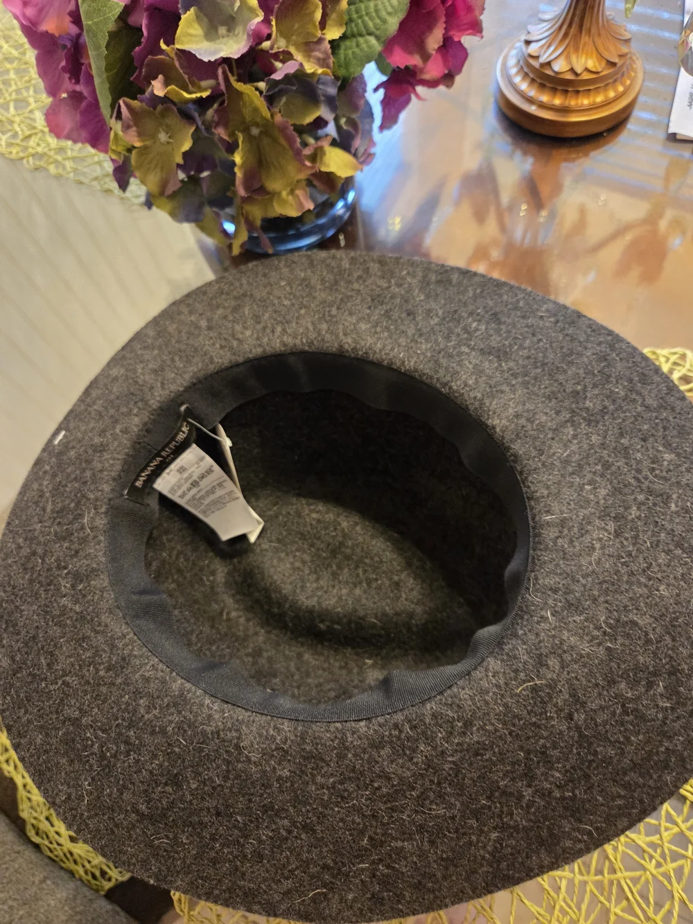 Banana Republic Dark Gray Wool Felt Fedora with Leather Band Small/Medium